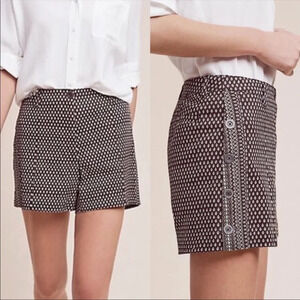 Anthropologie Cartonnier Brown High Rise Side Button Ikat Shorts Size 4